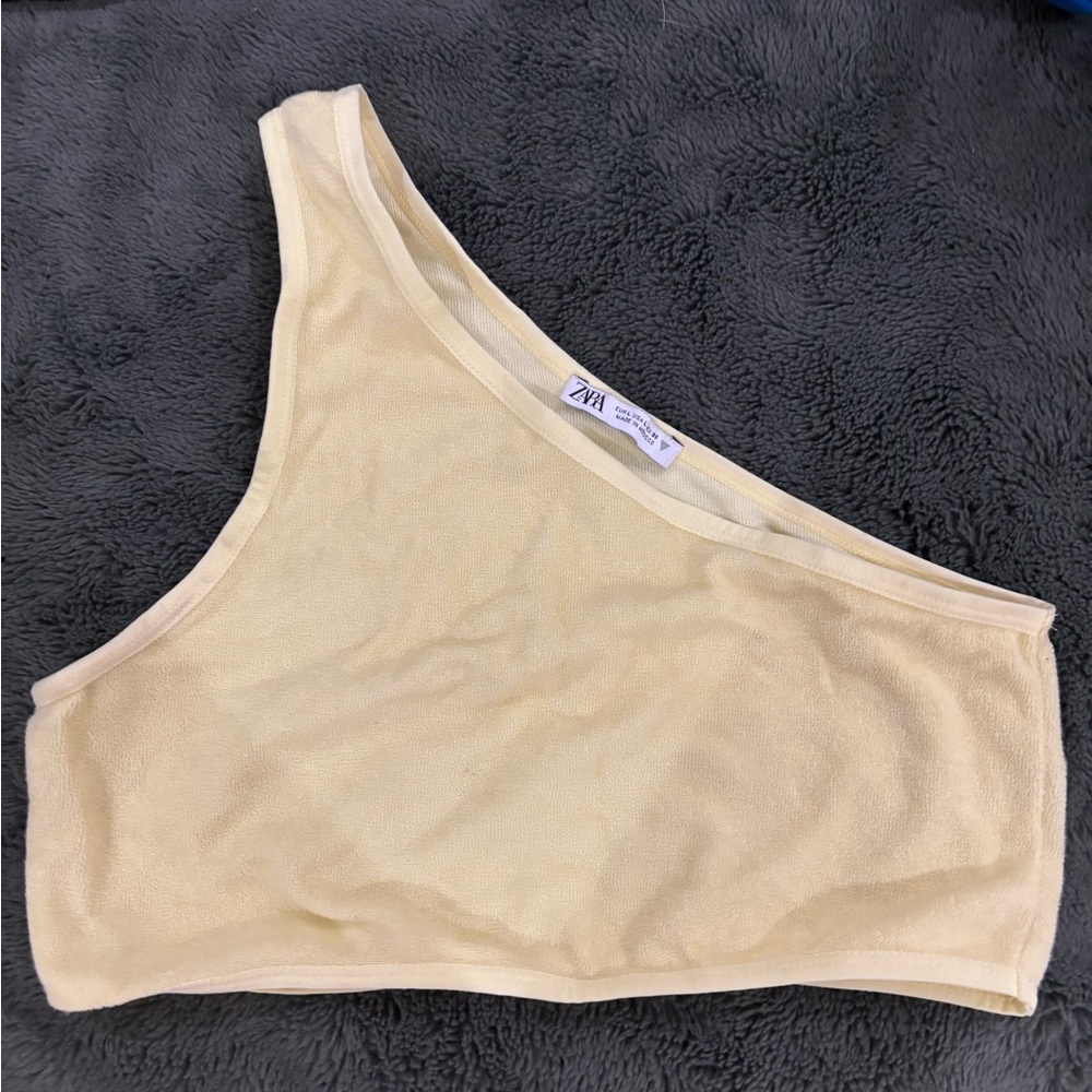 Zara Asymmetric yellow Crop Top